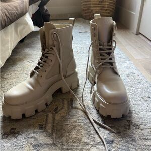 PRADA Women’s ‘Monolith’  Re-Nylon Boots Beige EU 39 1/2 US 8 1/2